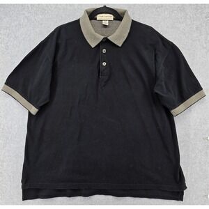 Vtg Clark & Gregory Men's Golf Polo Shirt Sz L Black Cotton Lisle Grandpa Y2K